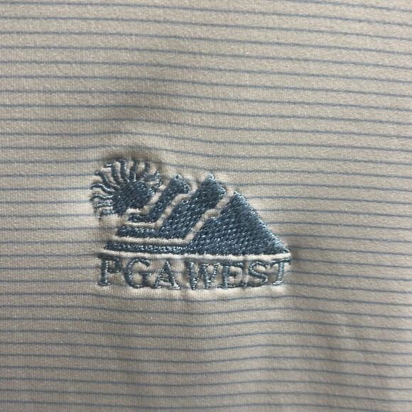 ✨PETER MILLAR Summer Comfort White & Teal Striped Sz XL Polo✨ - Picture 5 of 6